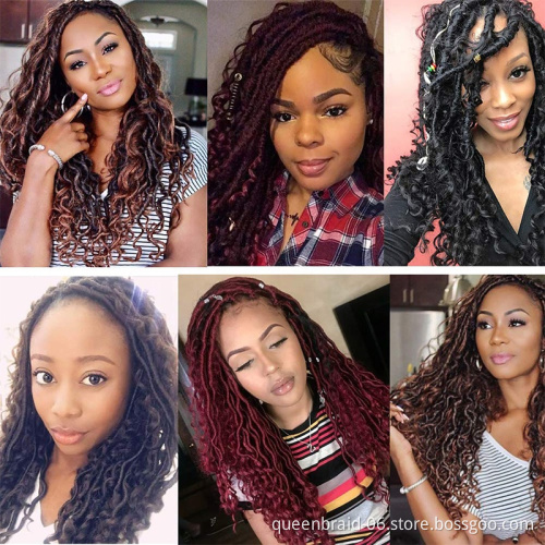 NEW Goddess Locs Crochet Hair Pre-Looped Skinny River Fauxs Locs Wavy Crochet With Curly Hair In Middle And Ends River Locs